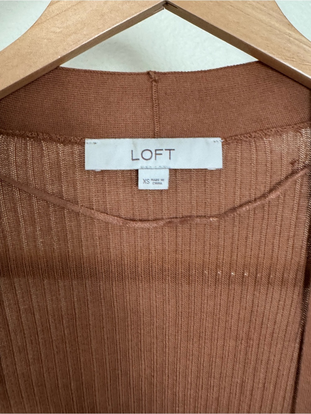 LOFT Open-Front Ribbed Cardigan - size XS - Picture 2 of 3